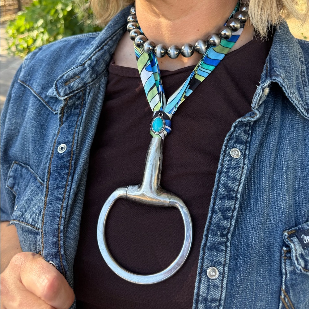 Western Glam Scarf and Turquoise Statement Necklace
